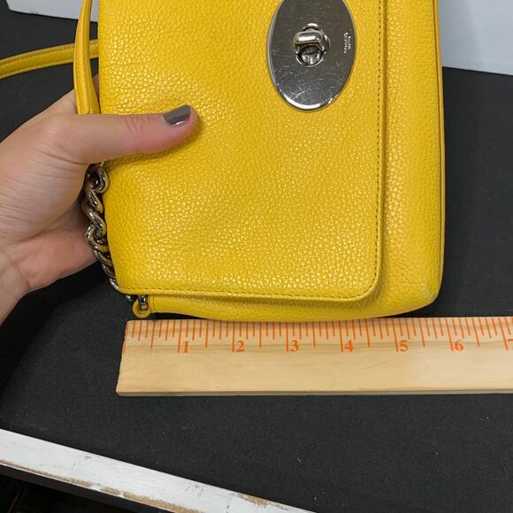 Coach Purse Small Crosstown Crossbody Bag in Yellow With Chain Detail & Turnlock - Picture 14 of 15